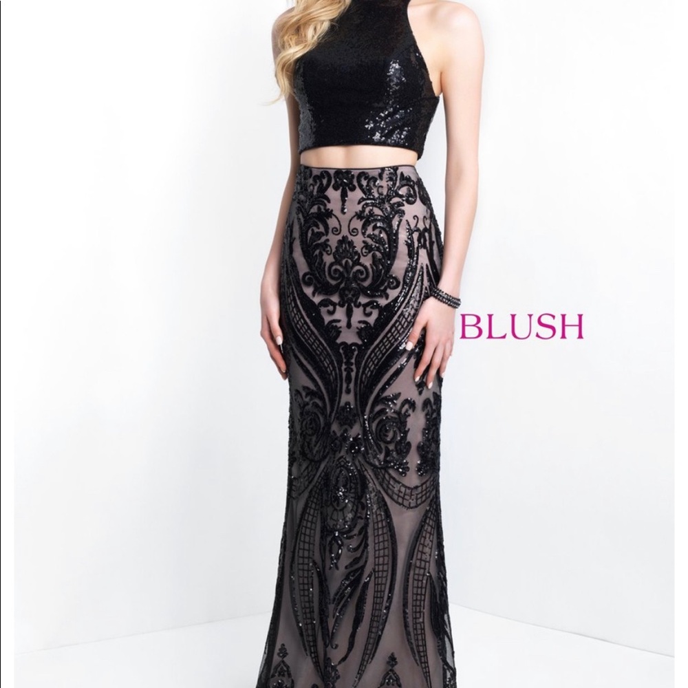 Blush two piece prom dress. Style 11522. Size 4